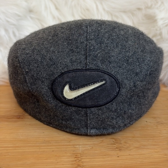 Nike | Vintage unisex Gray Wool Blend Embroidered Swoosh Pageboy Snap Golf Cap L - Picture 8 of 15